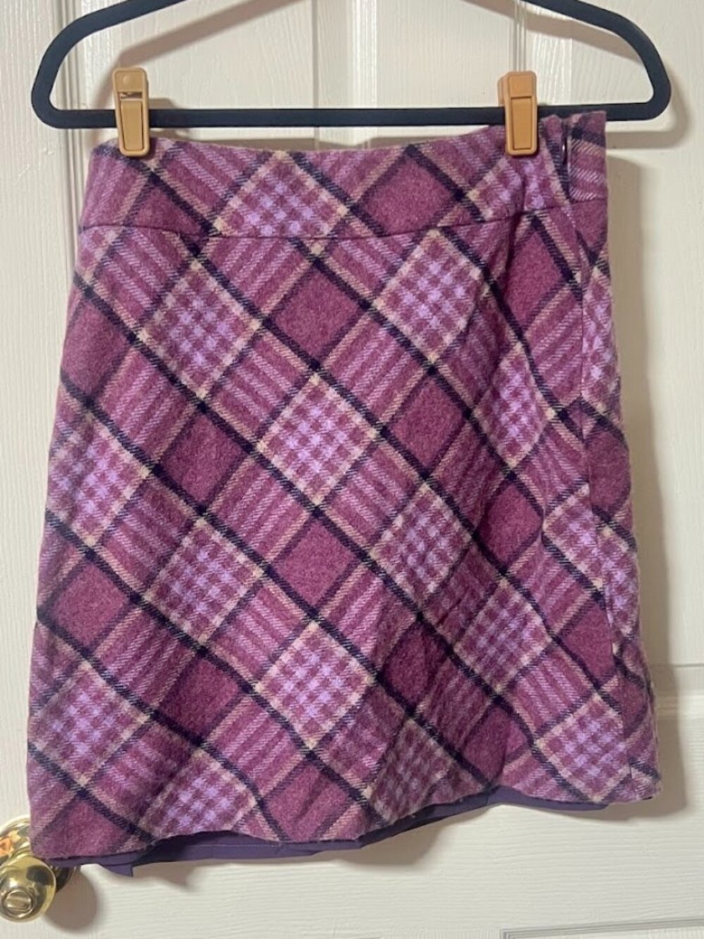 Talbots Wool Purple Plaid Mini Skirt SZ 10 Y2K Preppy Dark Academia Schoolgirl